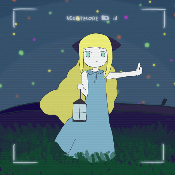 灯りと少女のドットアニメーション